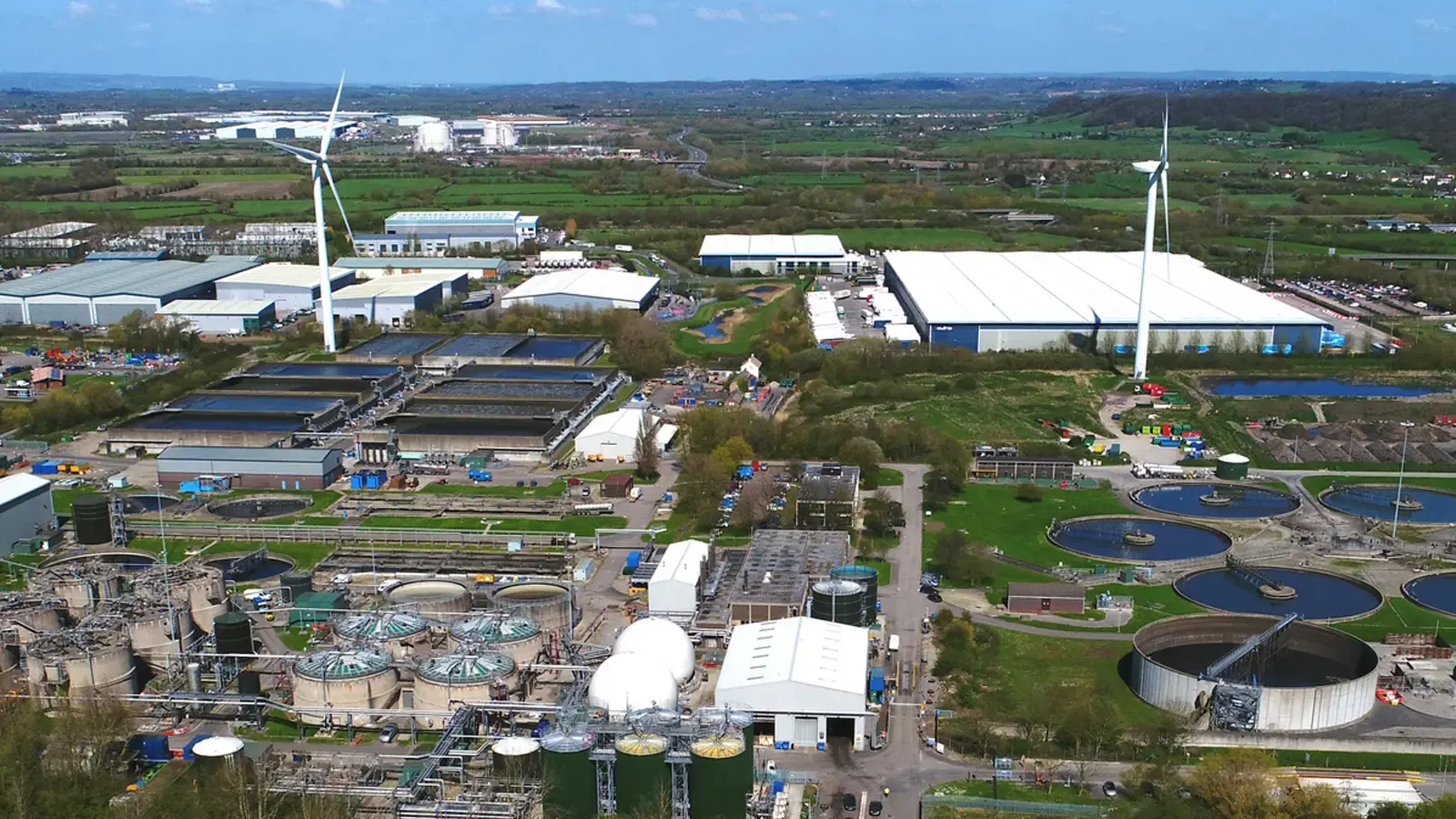 Aerial shot of Avonmouth water recycling centre